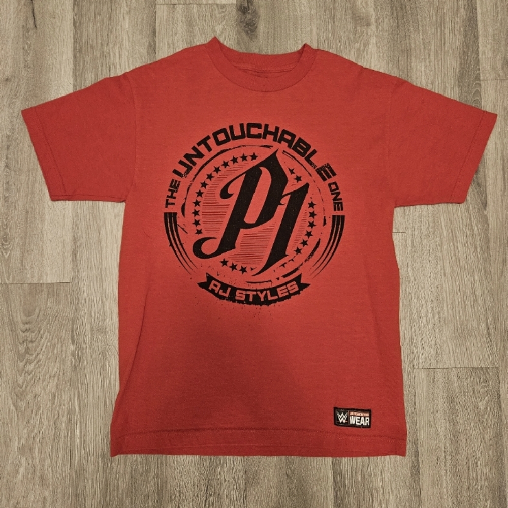 AJ Styles Untouchable Mens Red T-shirt Size M Excellent Condition WWE Wrestling